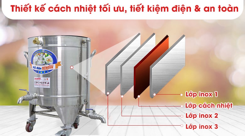 Nồi nấu đậu có 3 lớp, cách nhiệt và giữ nhiệt hiệu quả 