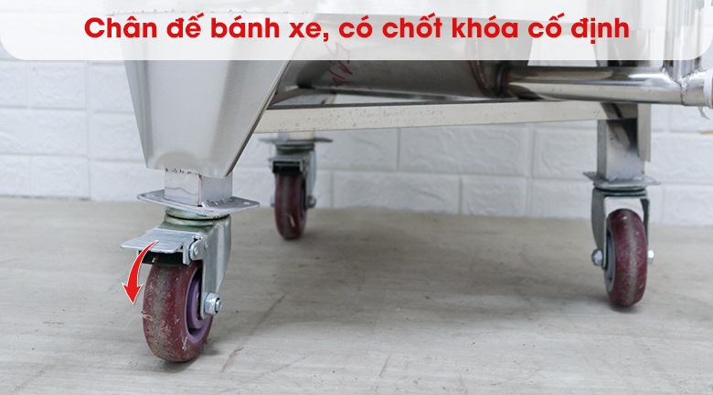 Chân đế bánh xe, có chốt khóa cố định