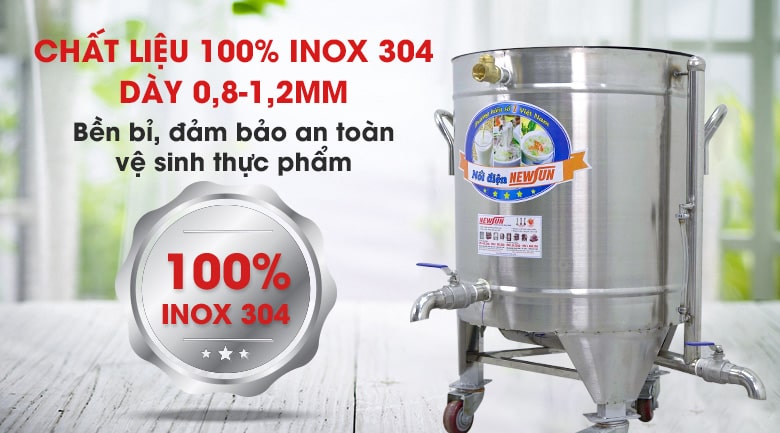 Chế tạo từ inox 304 bền bỉ, an toàn