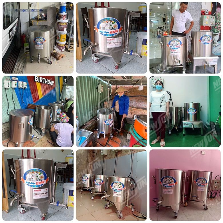 Khách hàng sử dụng nồi nấu đậu dùng điện 80L chính hãng