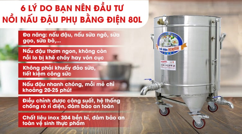 Lợi ích của việc sử dụng nồi nấu đậu phụ bằng điện 80L