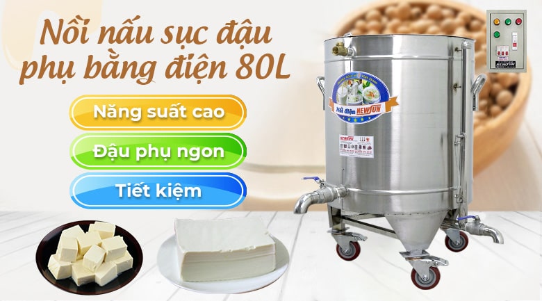 Giới thiệu nồi nấu đậu bằng điện 80 lít