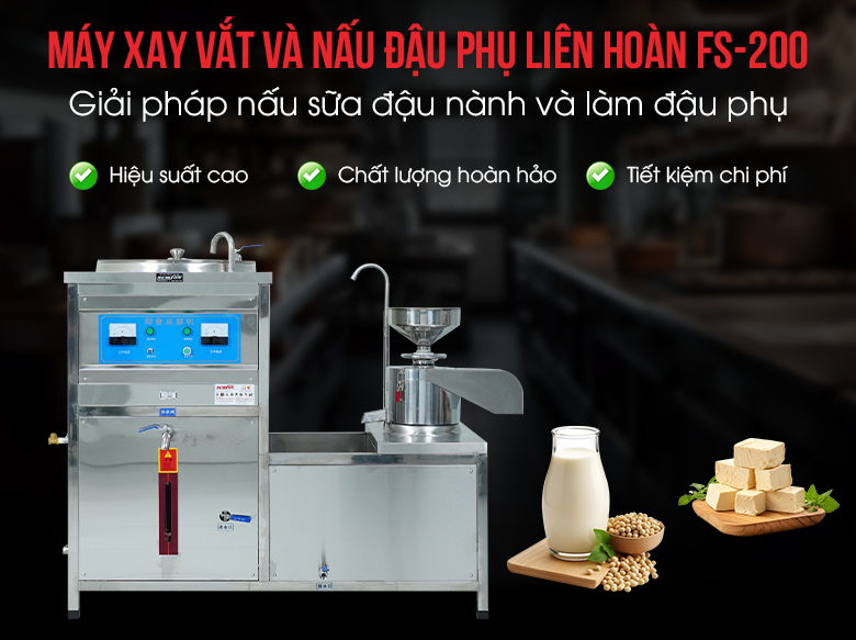 Dây chuyền làm đậu phụ Dây chuyền sản xuất đậu phụ là giải pháp hoàn hảo cho việc nấu sữa đậu và làm đậu hũ