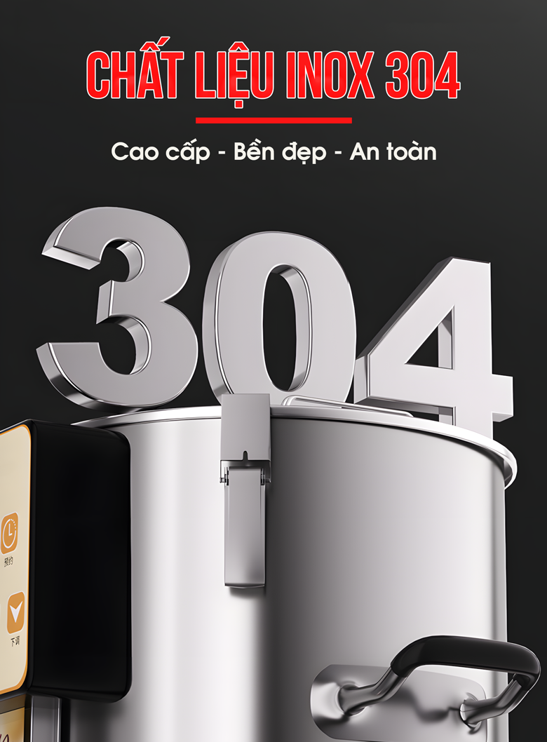 Chất liệu inox cao cấp 304 an toàn, dễ vệ sinh Chất liệu inox cao cấp 304 an toàn, dễ vệ sinh