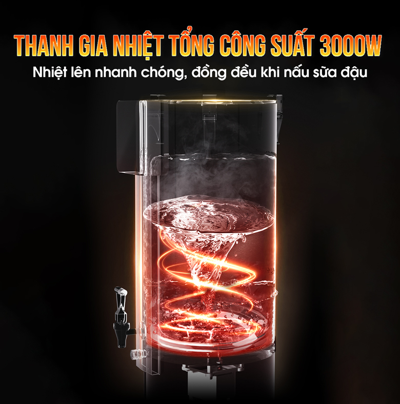 Thanh gia nhiệt công suất lớn giúp gia nhiệt nhanh chóng, đồng đều Thanh gia nhiệt công suất lớn giúp gia nhiệt nhanh chóng, đồng đều