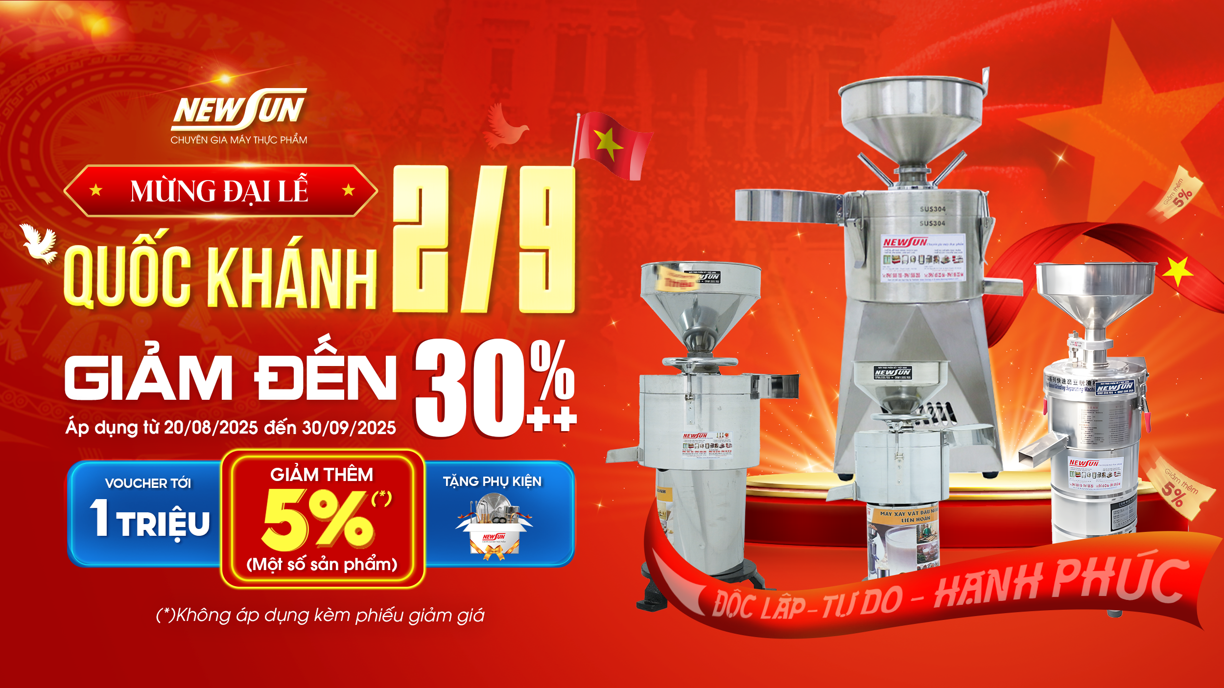 MỪNG QUỐC KHÁNH 2/9 – GIẢM NGAY 30% NHIỀU SẢN PHẨM HOT