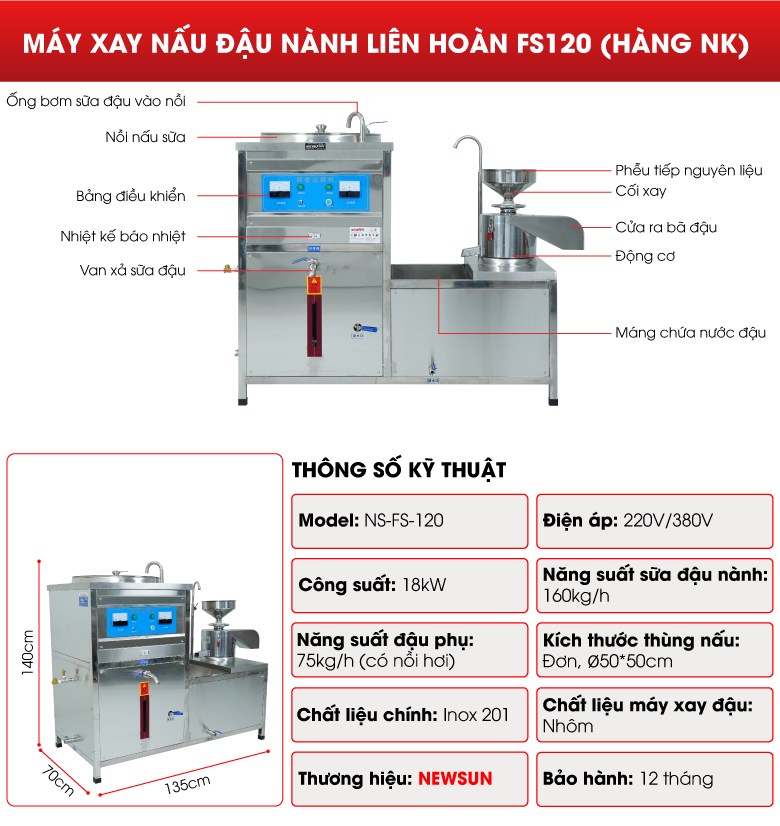 Cấu tạo của máy làm đậu phụ liên hoàn 160kgh Cấu tạo của máy làm đậu phụ liên hoàn 160kgh