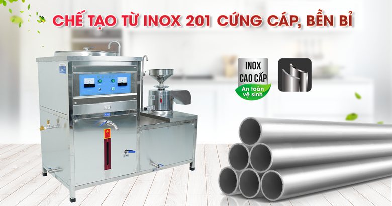 Khung máy được chế tạo từ inox 201 có độ bền cao Khung máy được chế tạo từ inox 201 có độ bền cao