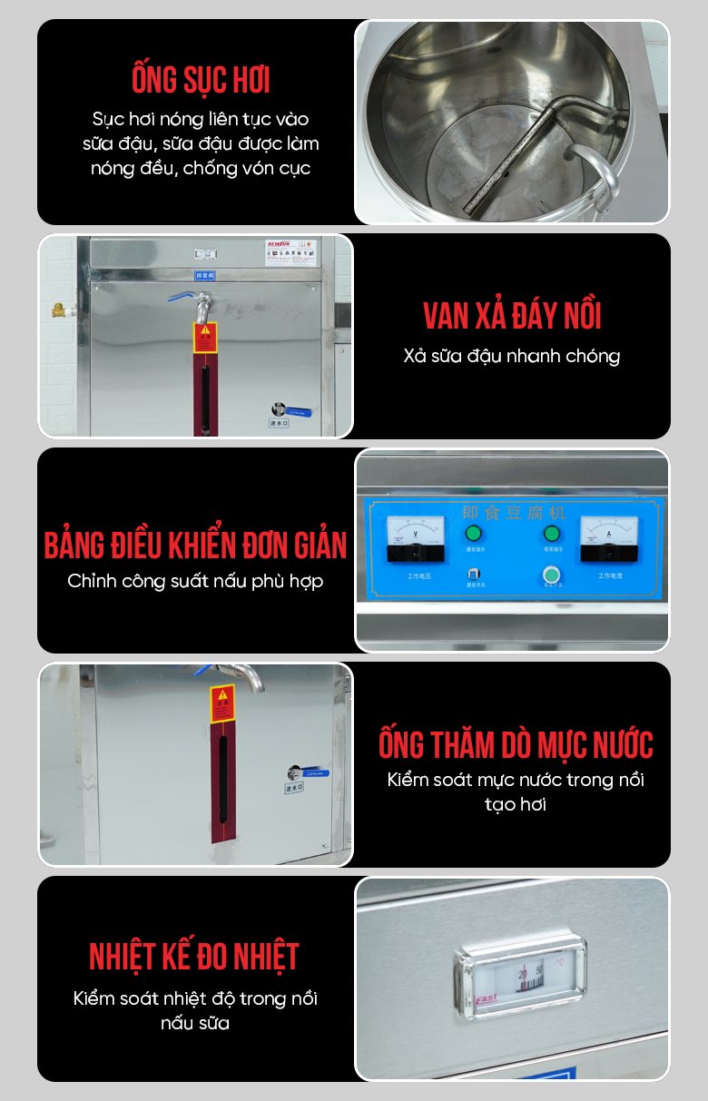 Các chi tiết khác của máy xay nấu đậu nành liên hoàn FS-300