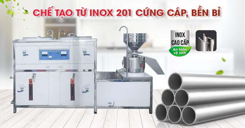 Khung vỏ Inox 201 dày dặn và chắc chắn của máy