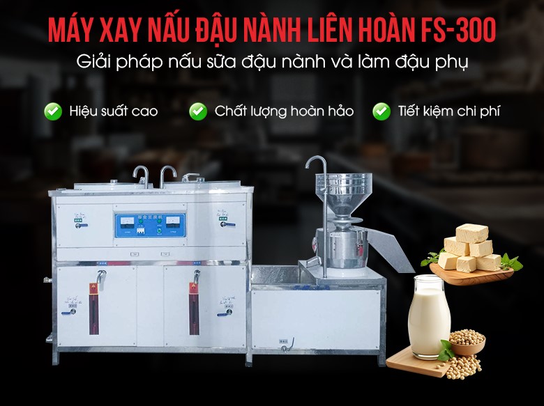 Máy xay nấu đậu nành liên hoàn FS-300 chính hãng năng suất 150kg/h