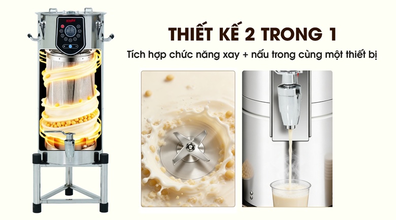 Thiết kế 2 trong 1: Xay và nấu tiện lợi