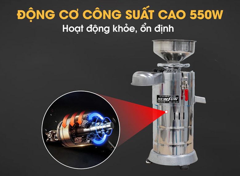 Động cơ công suất cao, lực xay mạnh mẽ