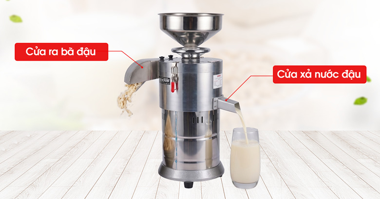 Cửa ra bã đậu và cửa xả nước đậu được bố trí rất hợp lí